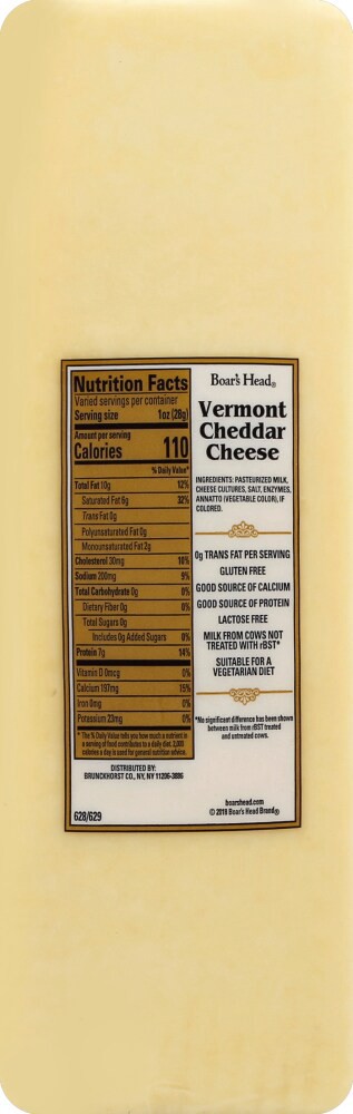 slide 6 of 6, Boar's Head Vermont Cheddar White Cheese, sold by the lb, per lb