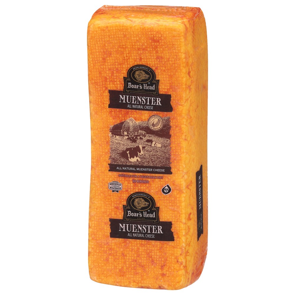 slide 3 of 6, Boar's Head Muenster Cheese Fresh Sliced Deli Cheese, per lb