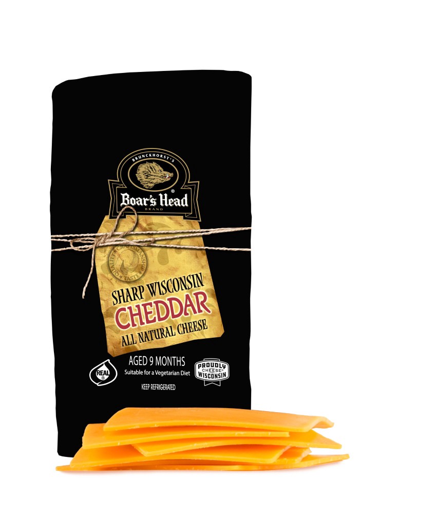 slide 5 of 6, Boar's Head Sharp Wisconsin Cheddar Cheese Black Wax, per lb