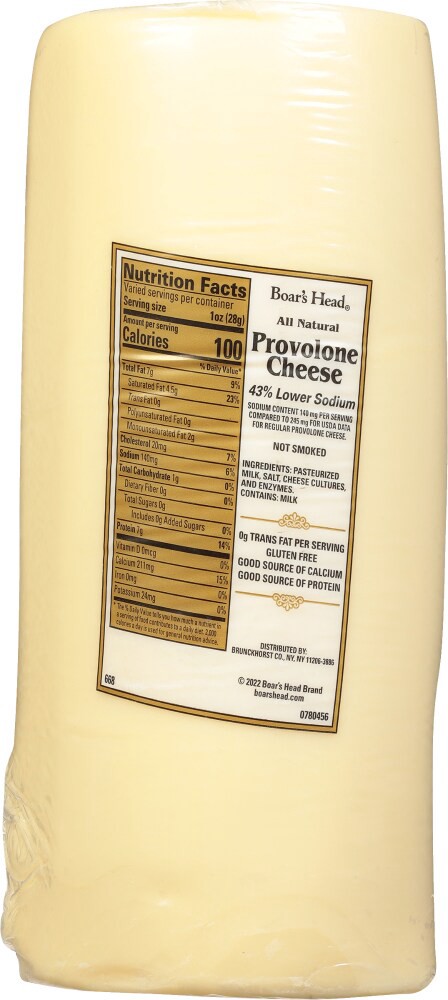 slide 6 of 6, Boar's Head 43% Lower Sodium Provolone Cheese, per lb