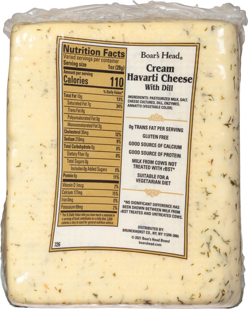 slide 4 of 6, Boar's Head Havarti Dill Cheese, per lb