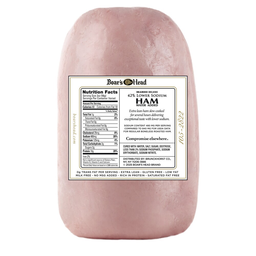 slide 3 of 6, Boar's Head Branded Deluxe Low Sodium Ham, per lb