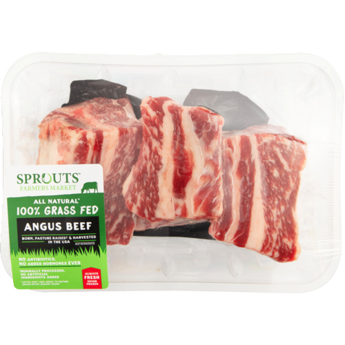 slide 1 of 1, Sprouts 100% Angus Grass-Fed Beef Bone-In Short Ribs, per lb