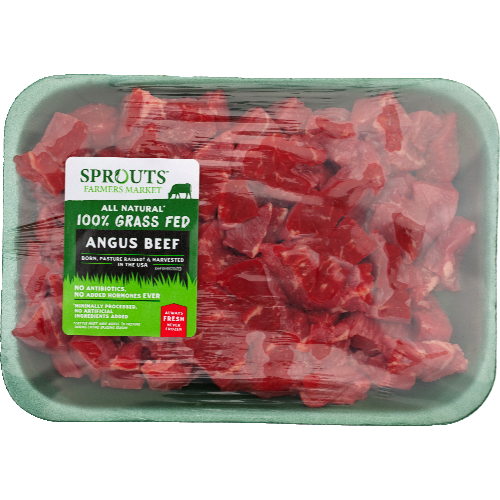 slide 1 of 1, Sprouts Grass-Fed Fresh Boneless Angus Beef Stew Meat, per lb