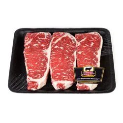 Market District Beef Loin Strip Steak, CAB, Semi Bonless, Value Pack