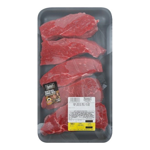 slide 1 of 1, Market District Beef Top Sirloin Strip Steaks, Certified Angus Beef ®, Value Pack, per lb