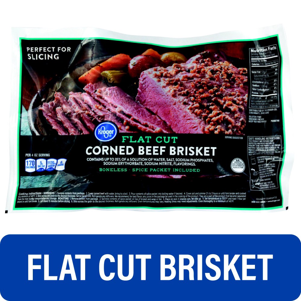 slide 1 of 1, Select Boneless Flat Cut Corned Beef Brisket, 1 lb, per lb