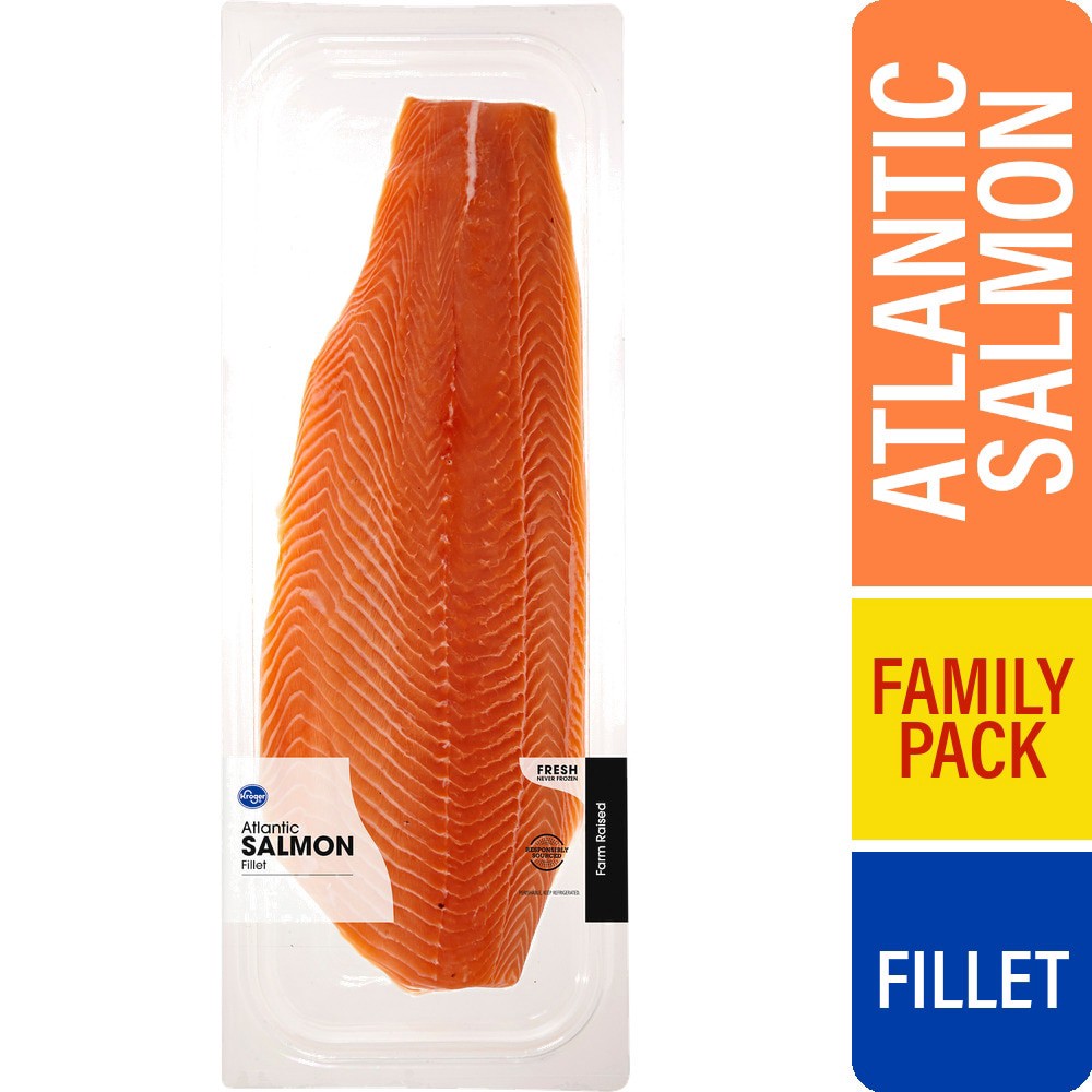 slide 2 of 3, Fresh Atlantic Salmon Fillet (Never Frozen) Family Pack, per lb