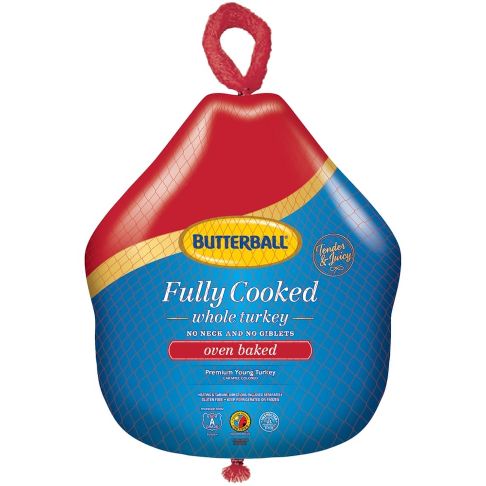 slide 1 of 1, Butterball Oven Baked Fully Cooked Whole Premium Young Turkey (10-12 Lb), per lb