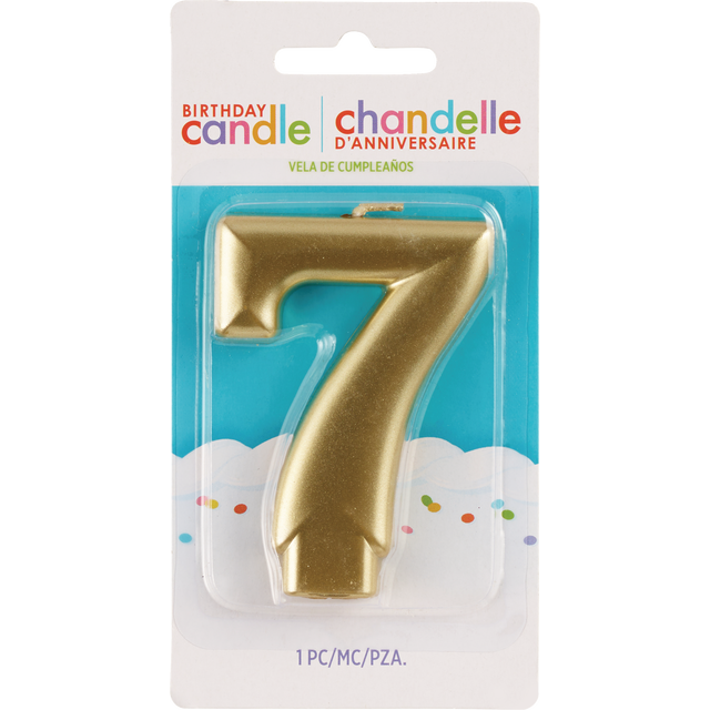 slide 1 of 1, AMSCAN Cndl Metallic Numeral #7 Gold, 1 ct