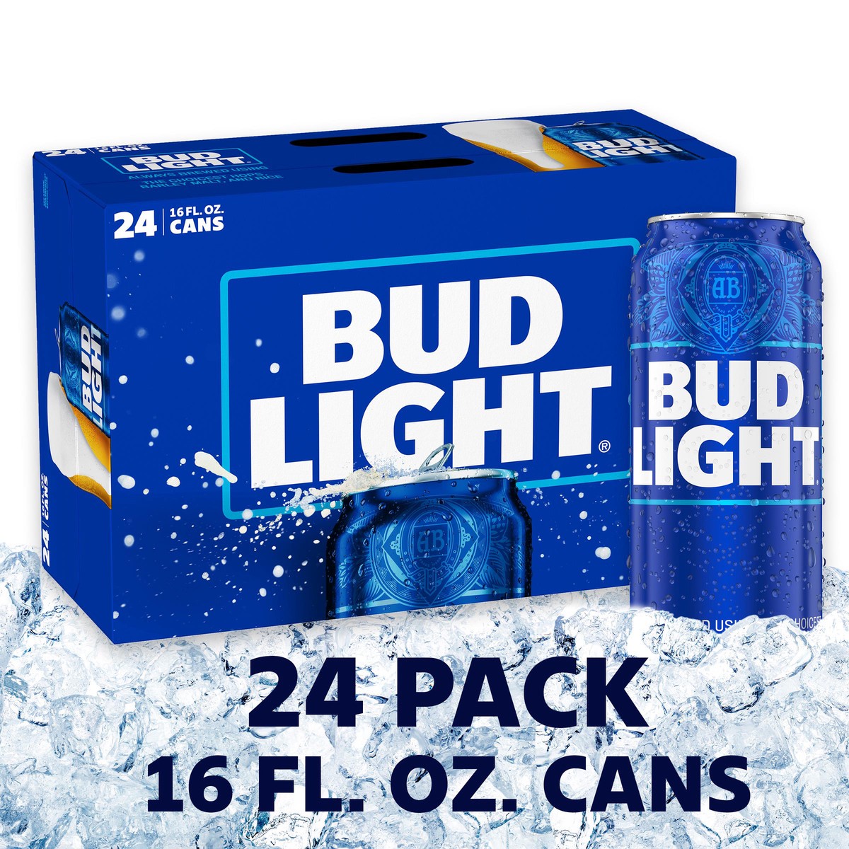 slide 1 of 9, Bud Light American Lager Beer 24 Pack, 16 fl oz Cans, 16 fl oz