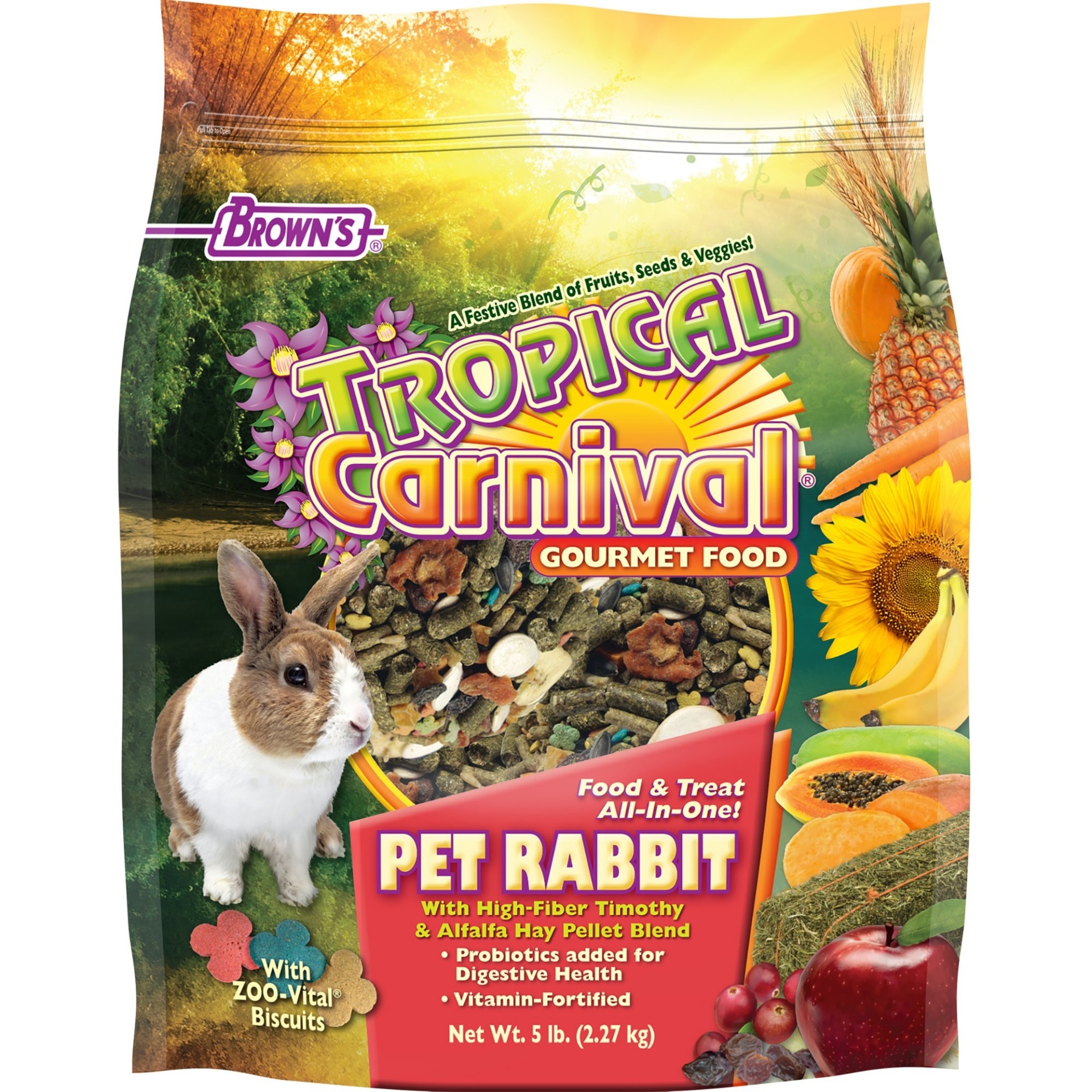 slide 1 of 1, Brown's Tropical Carnival Pet Rabbit Food, 5 lb