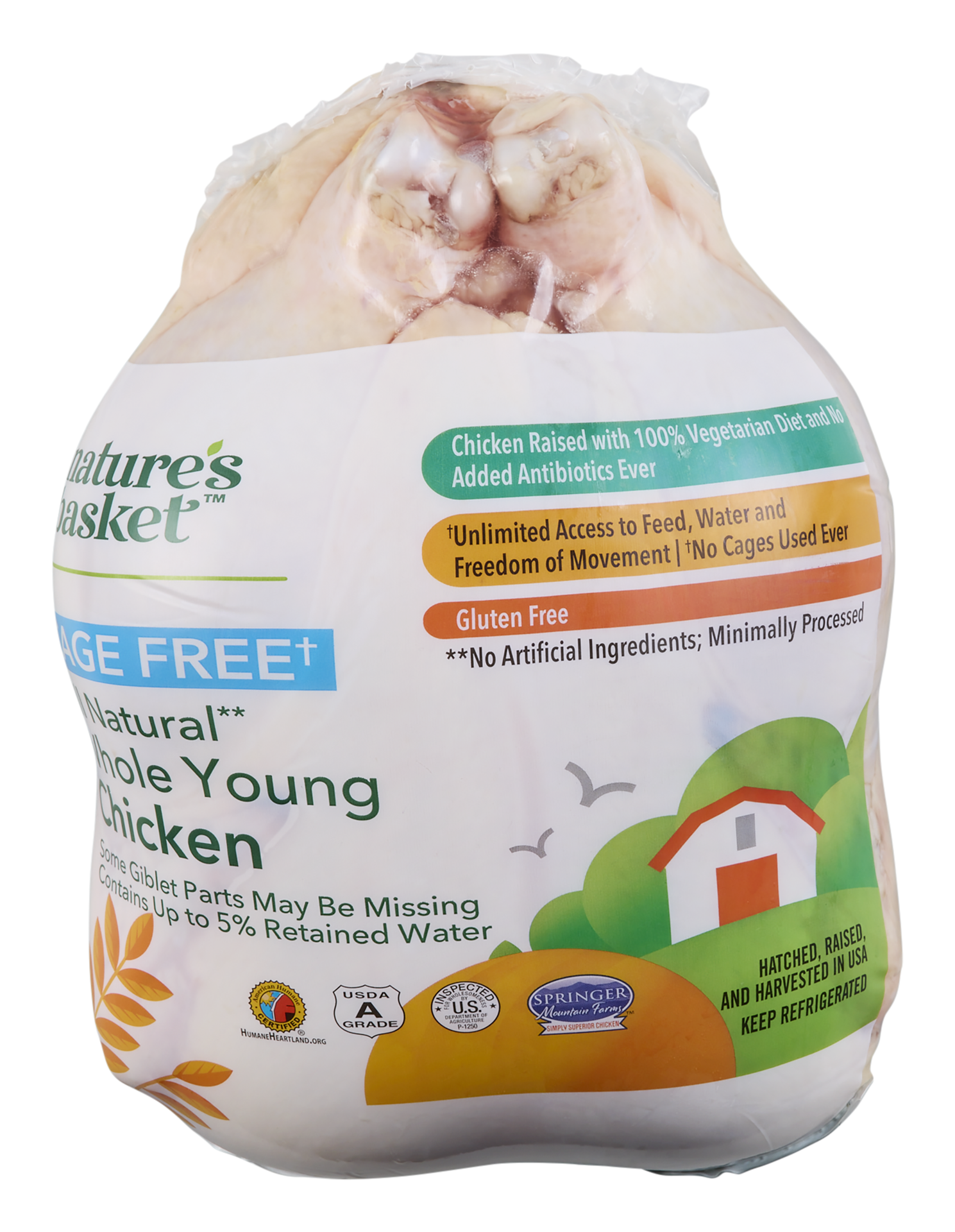 slide 1 of 2, Nature's Basket All Natural Whole Young Chicken, Cage Free, per lb
