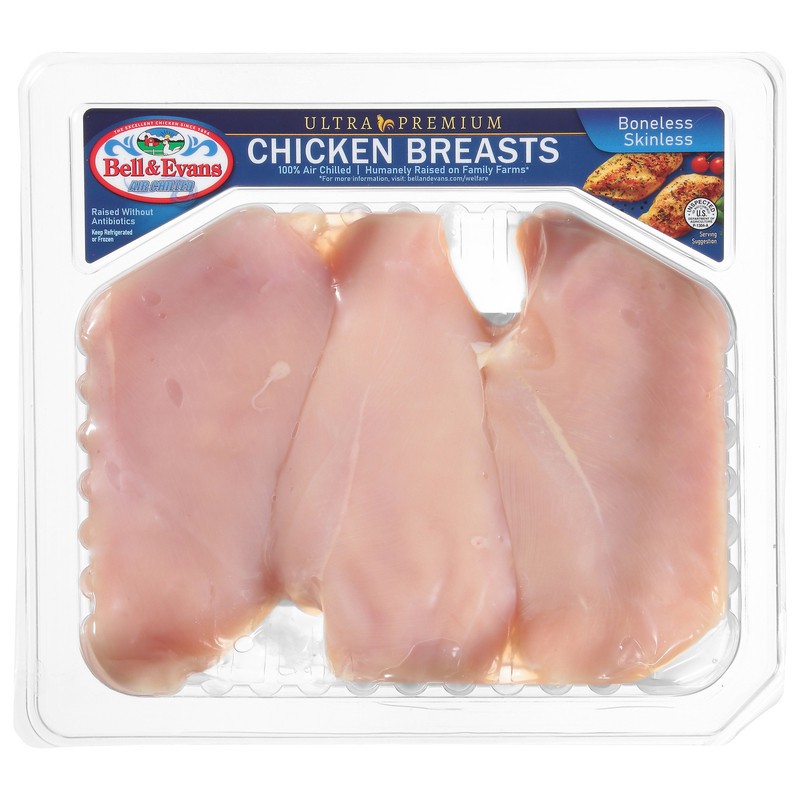 slide 1 of 5, Bell & Evans Boneless, Skinless Chicken Breasts, per lb