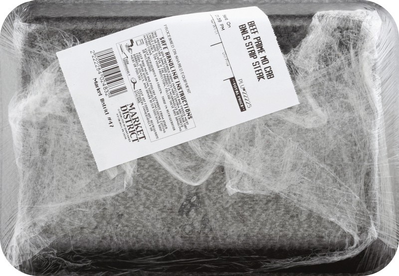 slide 4 of 4, Market District Beef Prime Strip Steak Boneless, Angus, per lb