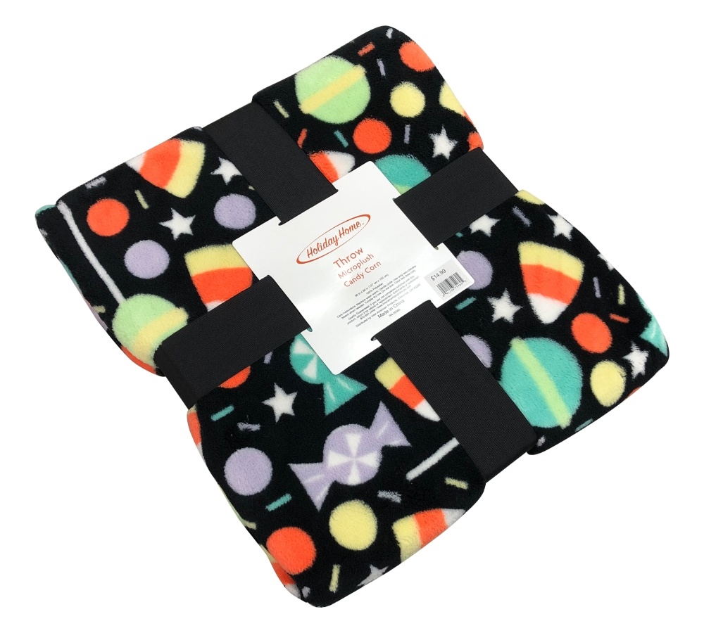 slide 1 of 1, Holiday Home Candy Corn Throw - Jet Black, 50 in x 60 in