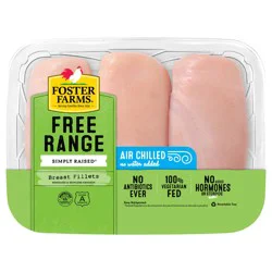 Foster Farms Simply Raised Free Range Boneless Skinless Chicken Breast Fillets, 1 pk