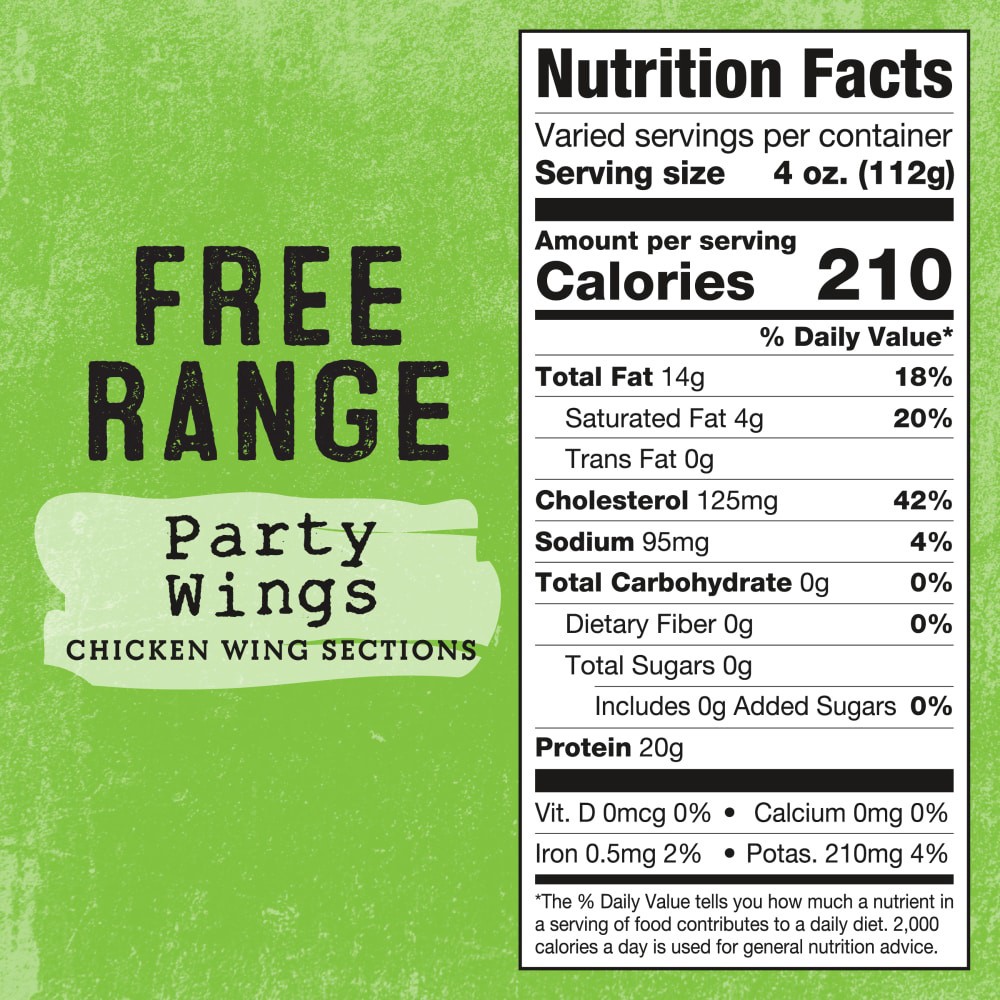 slide 4 of 6, Foster Farms Simply Raised Free Range No Antibiotics Ever Chicken Party Wings, per lb