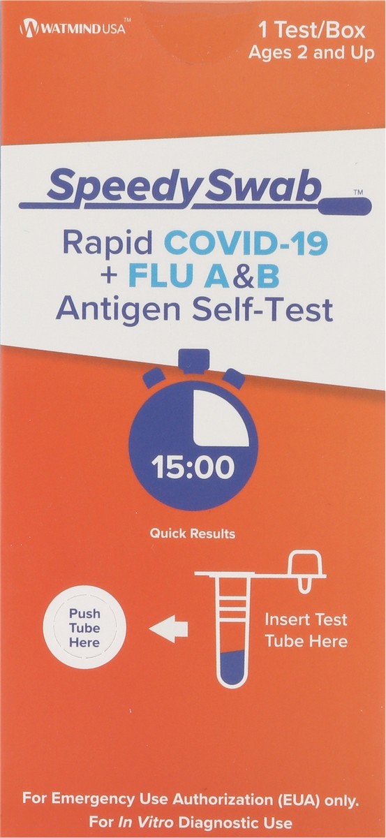 slide 10 of 12, Speedy Swab Ages 2 and Up Rapid COVID-19 + Flu A&B Antigen Self-Test 1 Each, 1 ct