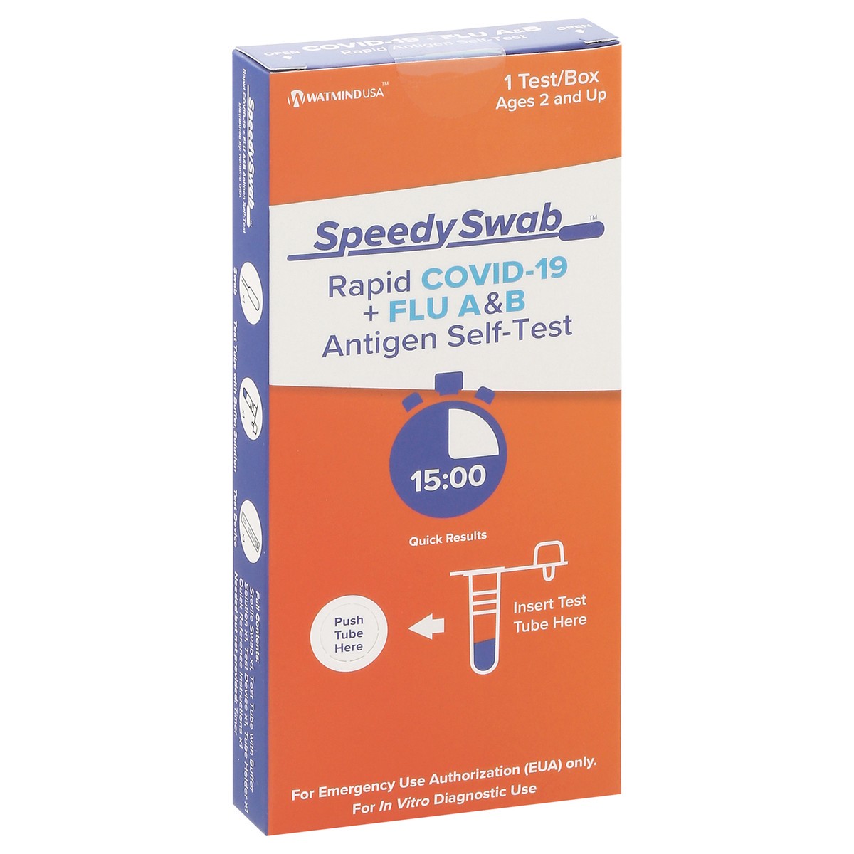 slide 8 of 12, Speedy Swab Ages 2 and Up Rapid COVID-19 + Flu A&B Antigen Self-Test 1 Each, 1 ct