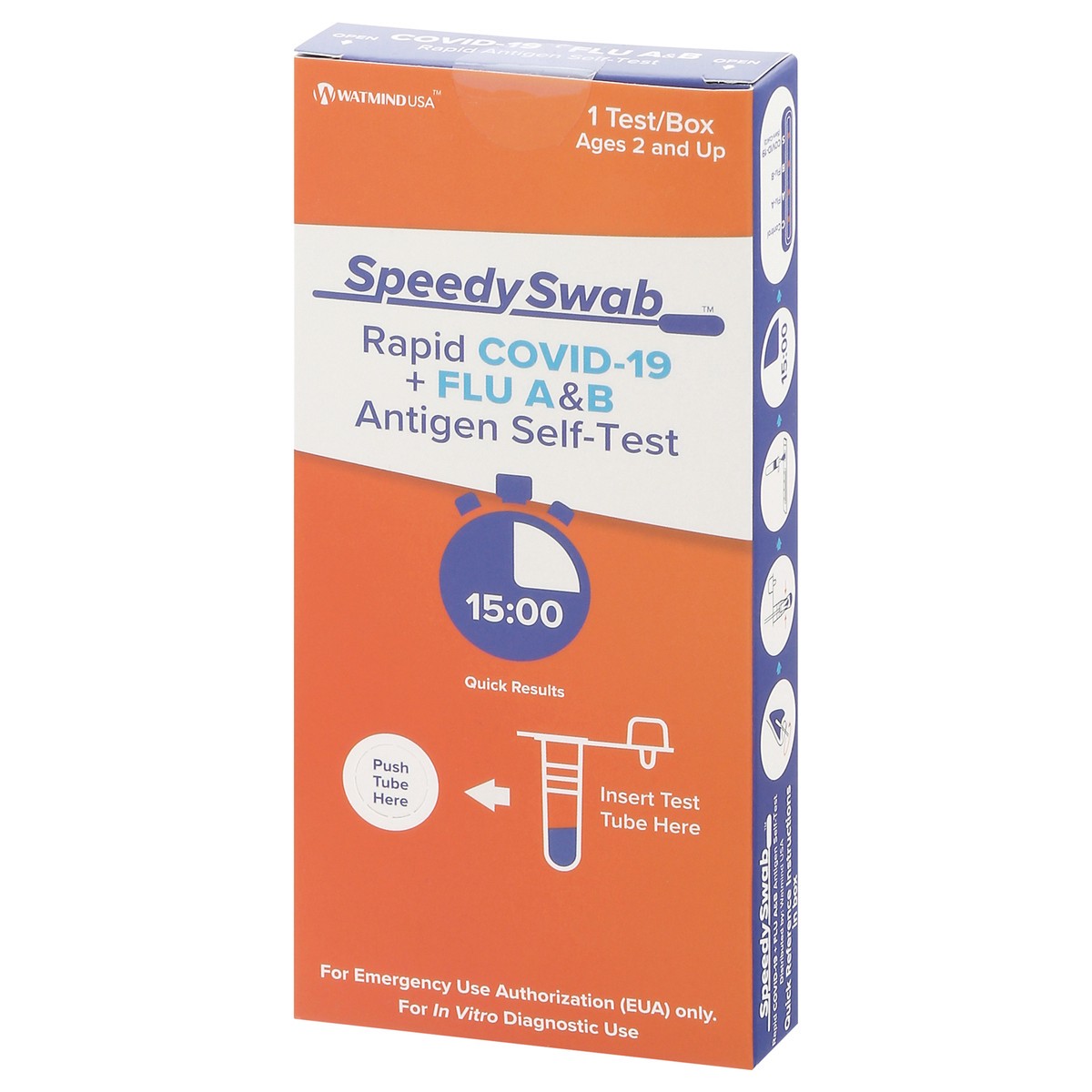 slide 11 of 12, Speedy Swab Ages 2 and Up Rapid COVID-19 + Flu A&B Antigen Self-Test 1 Each, 1 ct