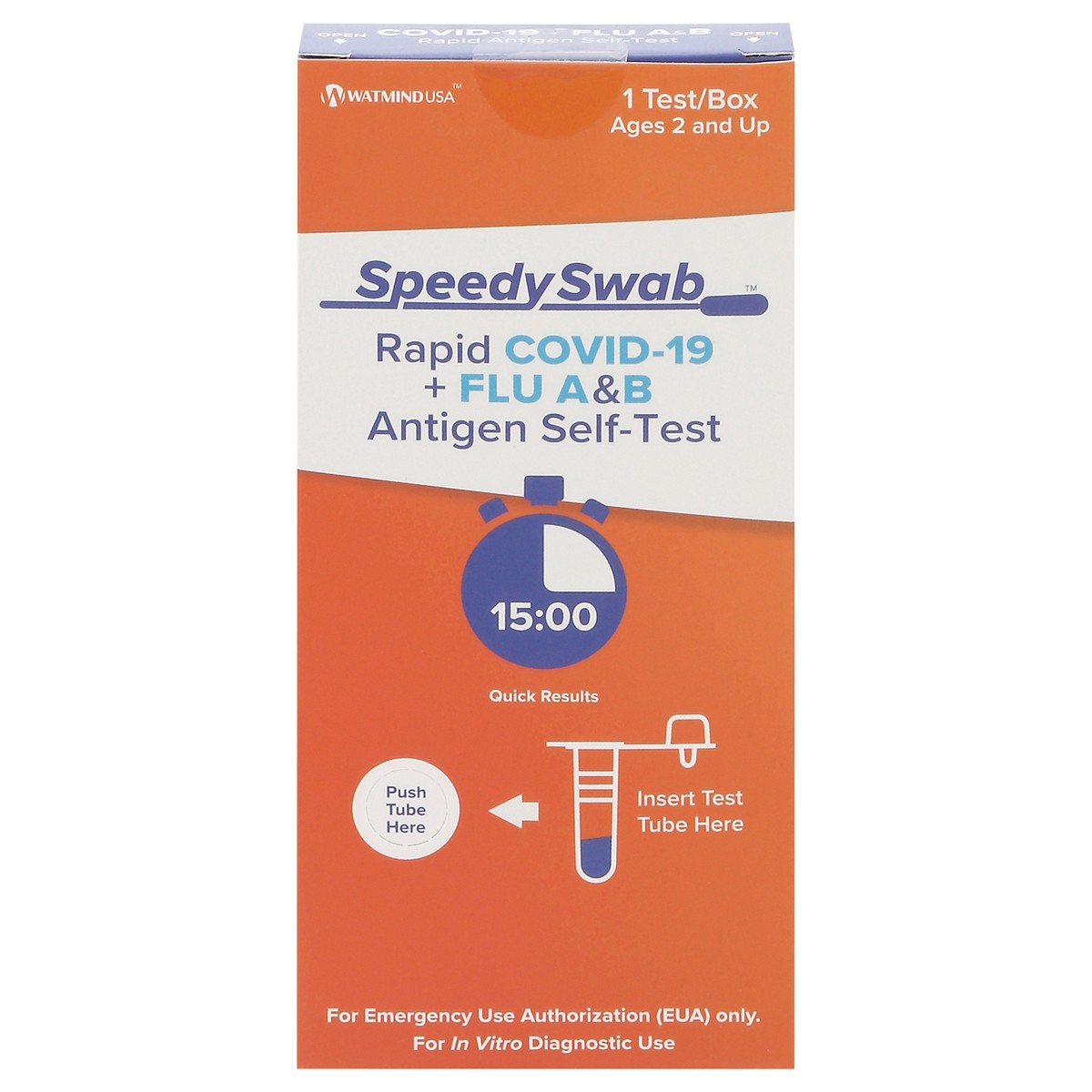 slide 3 of 12, Speedy Swab Ages 2 and Up Rapid COVID-19 + Flu A&B Antigen Self-Test 1 Each, 1 ct