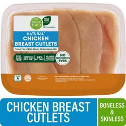 Simple Truth® Natural Boneless Skinless Fresh Chicken Breast Cutlets, 1 each