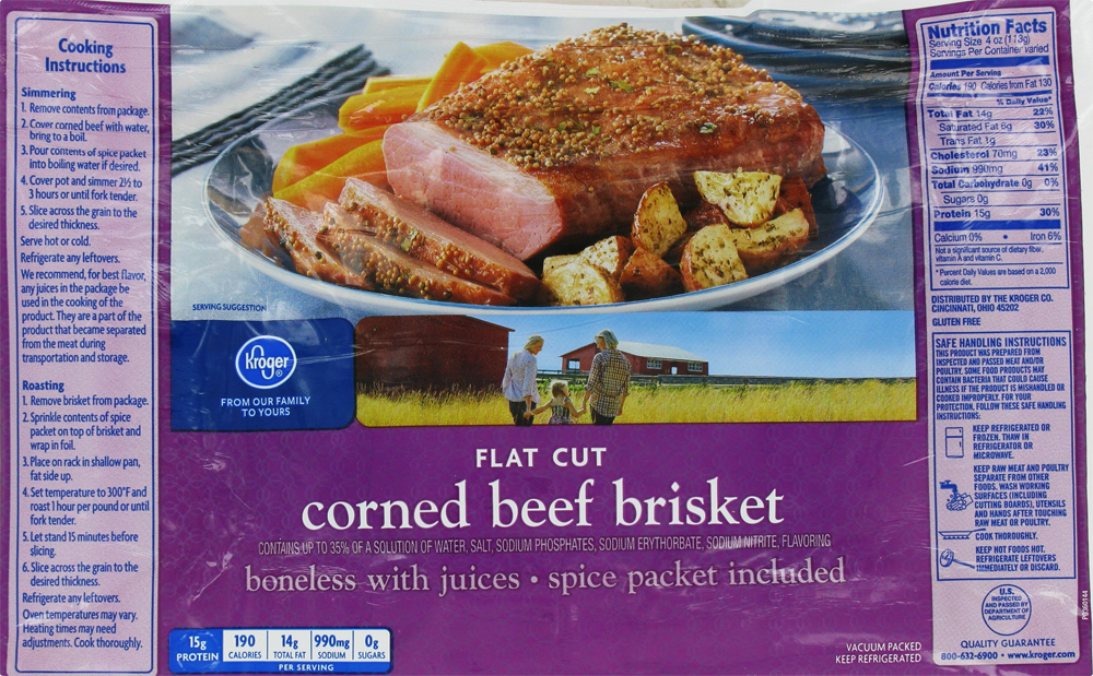 slide 2 of 2, Kroger Flat Cut Corned Beef Brisket, per lb