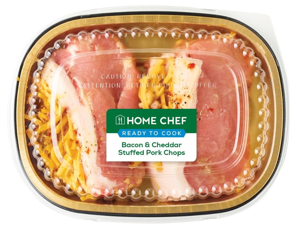 slide 2 of 2, Bacon Cheddar Stuffed Pork Chops, per lb