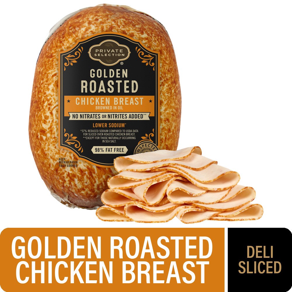 slide 3 of 4, Private Selection Lower Sodium Golden Roasted Chicken Breast, per lb