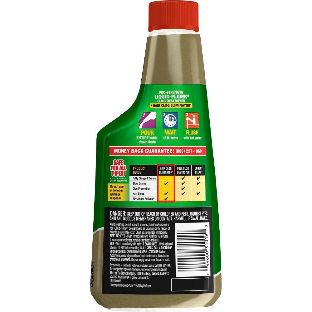 slide 26 of 43, Liquid-Plumr Pro-Strength Hair Eliminator Gel Clog Remover 1 pt, 1 pint
