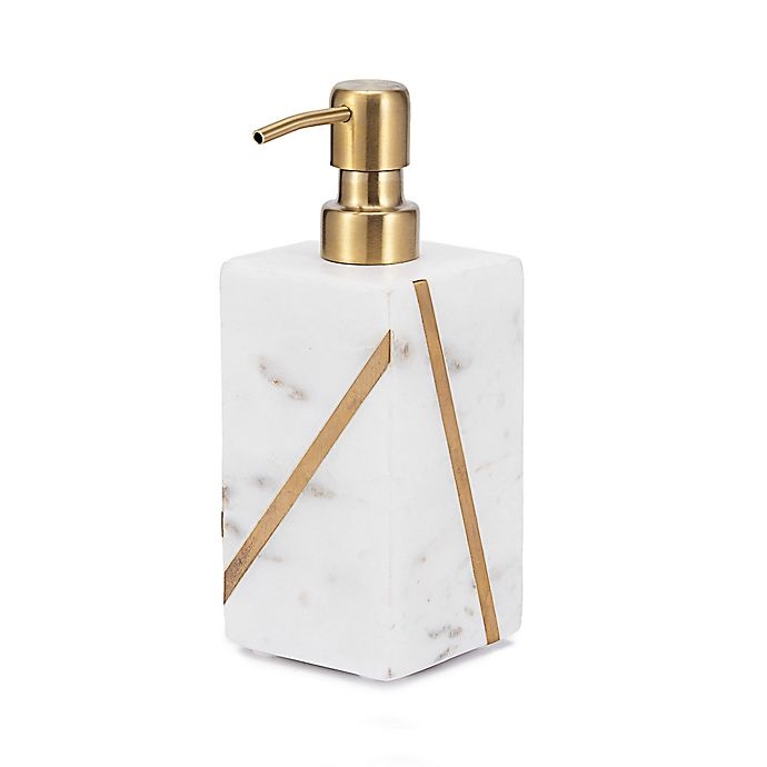 slide 1 of 1, Kassatex Marble Brass Lotion Dispenser - Ivory, 1 ct