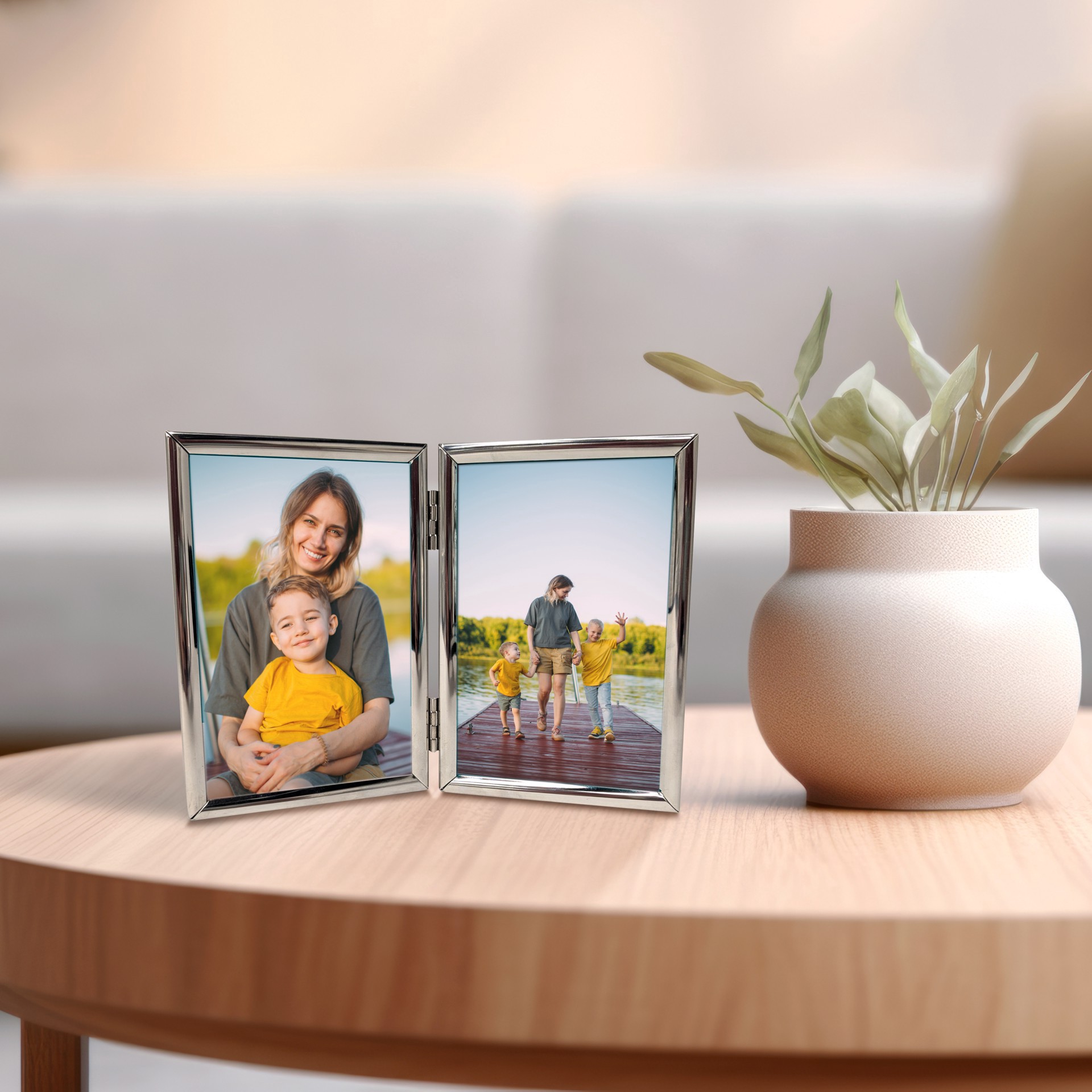 slide 3 of 6, 2-Opening Basics 4" X 6" Silver Rounded Metal Tabletop Frame By Studio Decor, 4 in x 6 in