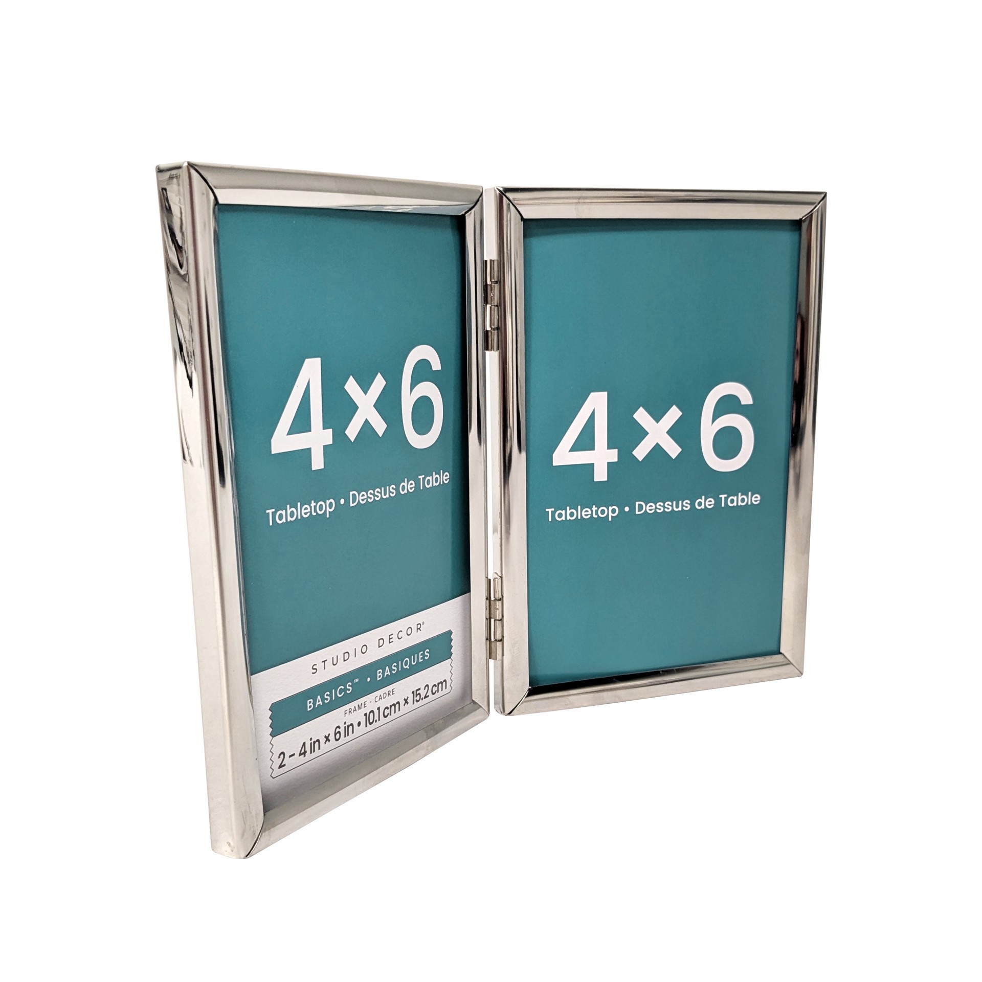 slide 6 of 6, 2-Opening Basics 4" X 6" Silver Rounded Metal Tabletop Frame By Studio Decor, 4 in x 6 in