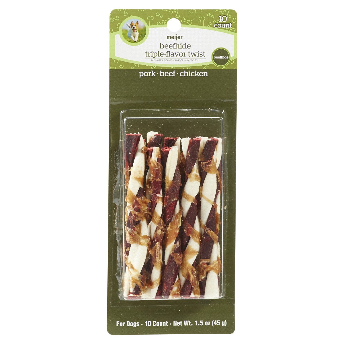 slide 1 of 29, Meijer Main Choice Triple-Flavor Twists Dog Treats, 10 ct