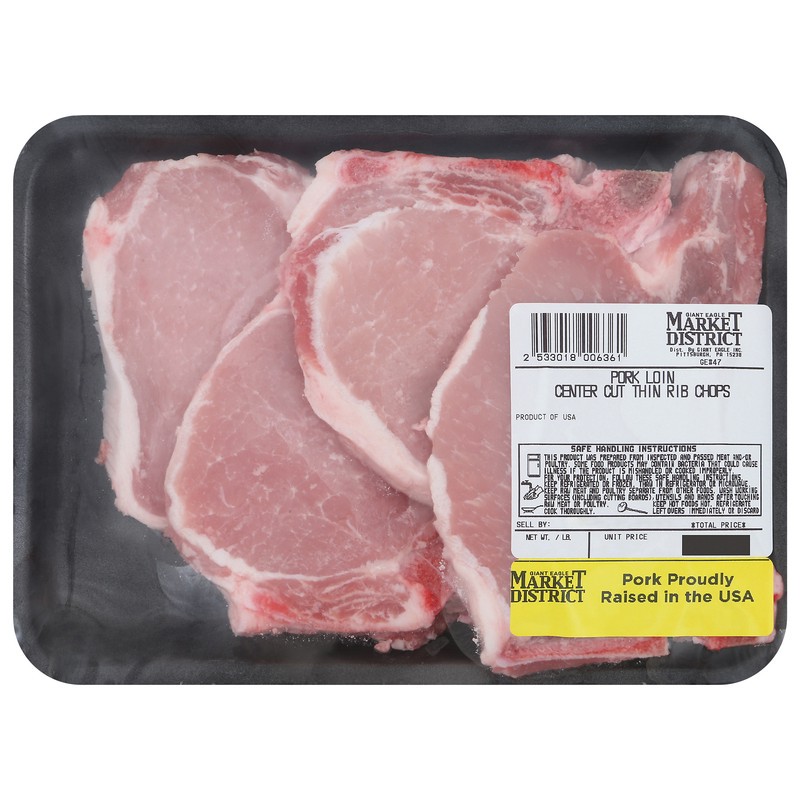 slide 1 of 1, Giant Eagle Pork, Bone-in Loin, Center Cut Rib Eye Chops, Thin, per lb