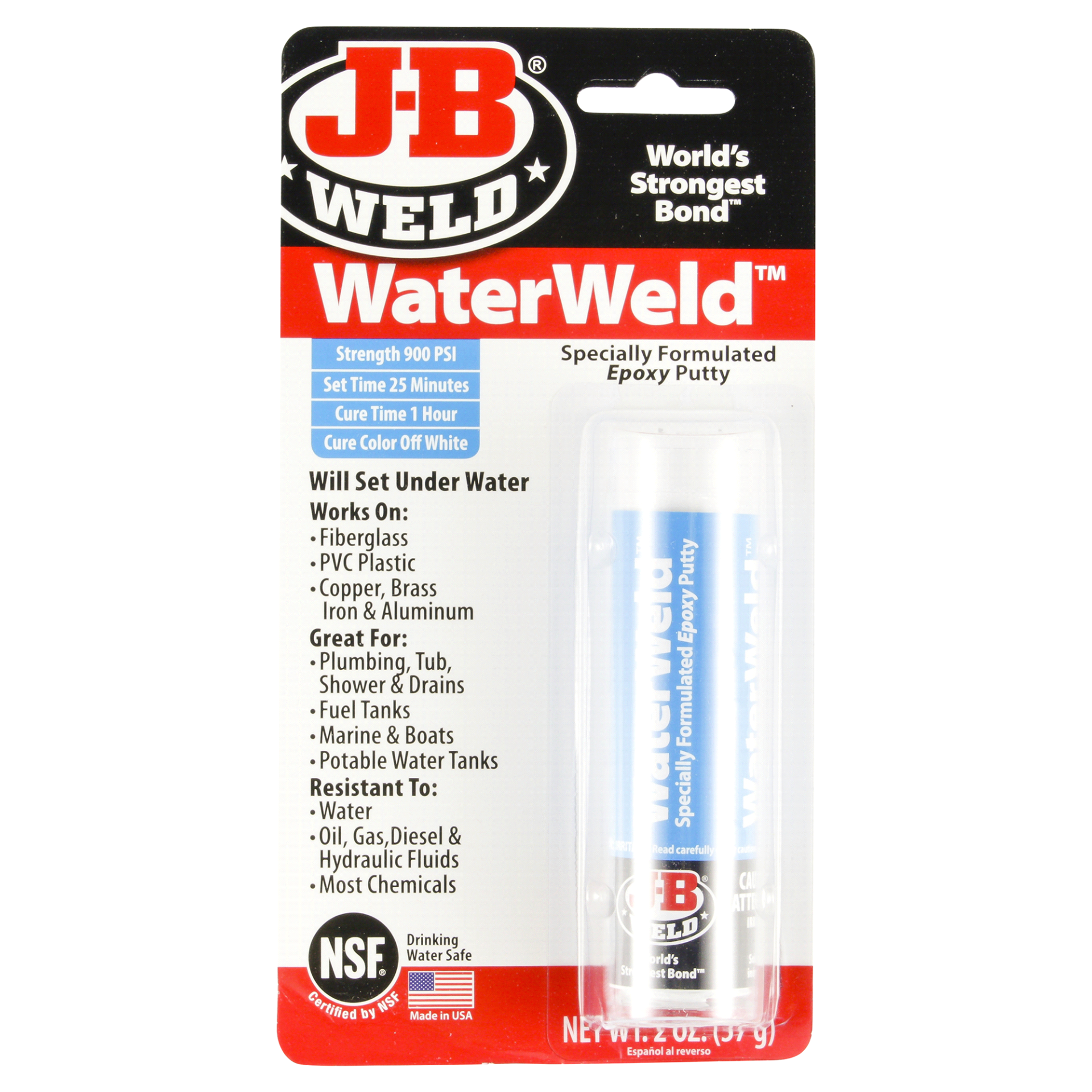 slide 1 of 2, J-B Weld Waterweld Epoxy Putty, 1 ct