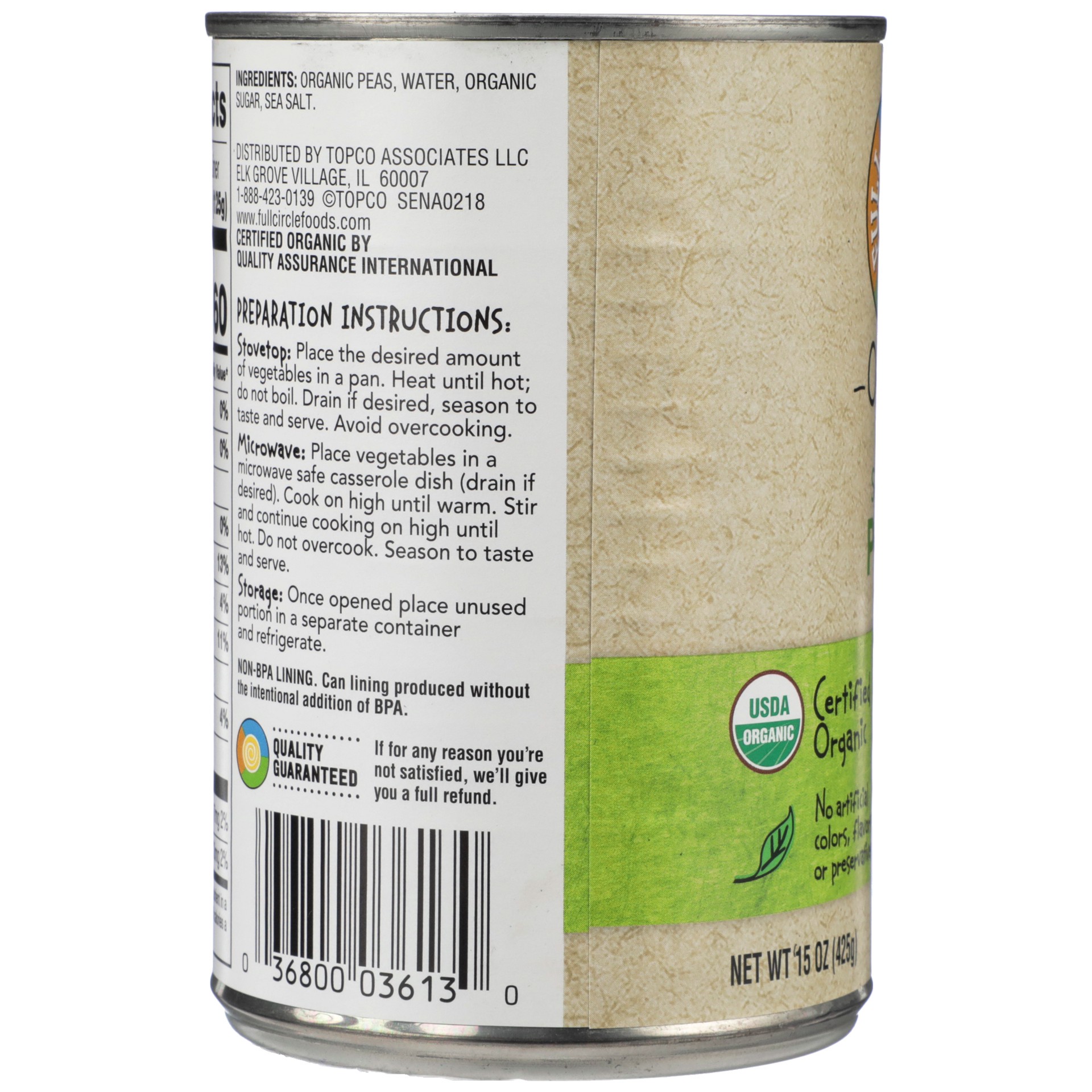 slide 2 of 6, Full Circle Market Organic Sweet Peas, 15 oz