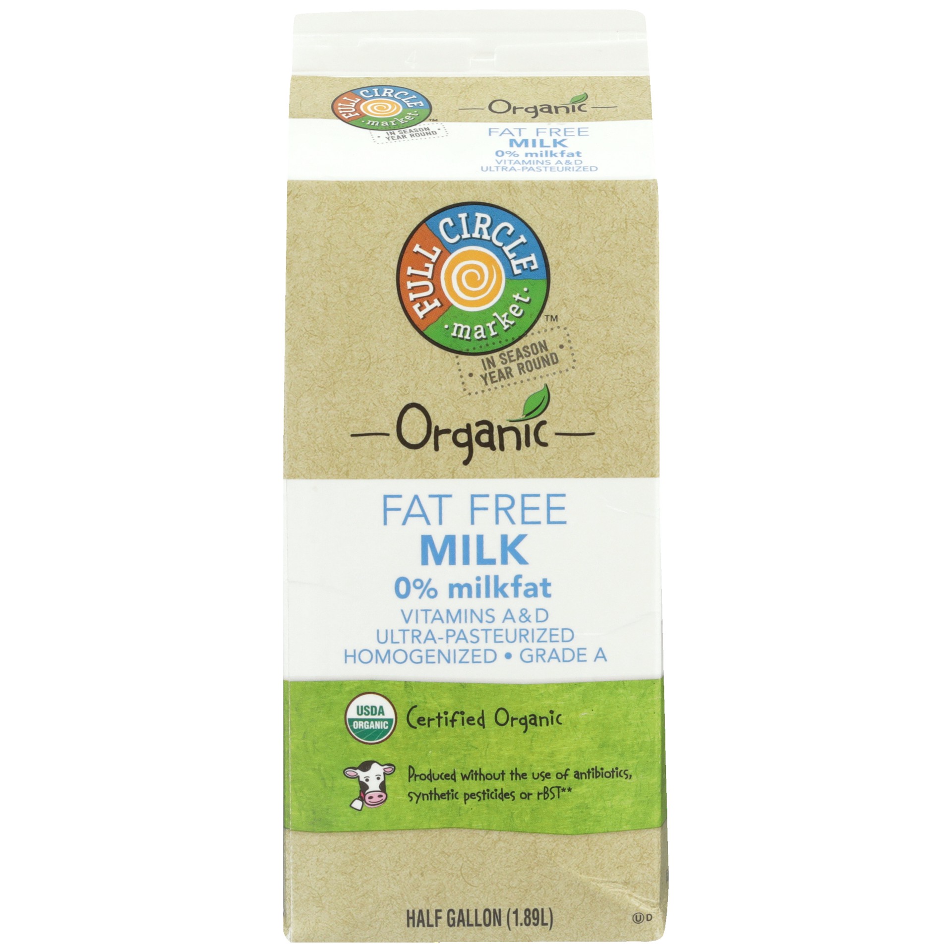 slide 2 of 6, Full Circle Market Organic Fat Free Milk, 64 fl oz