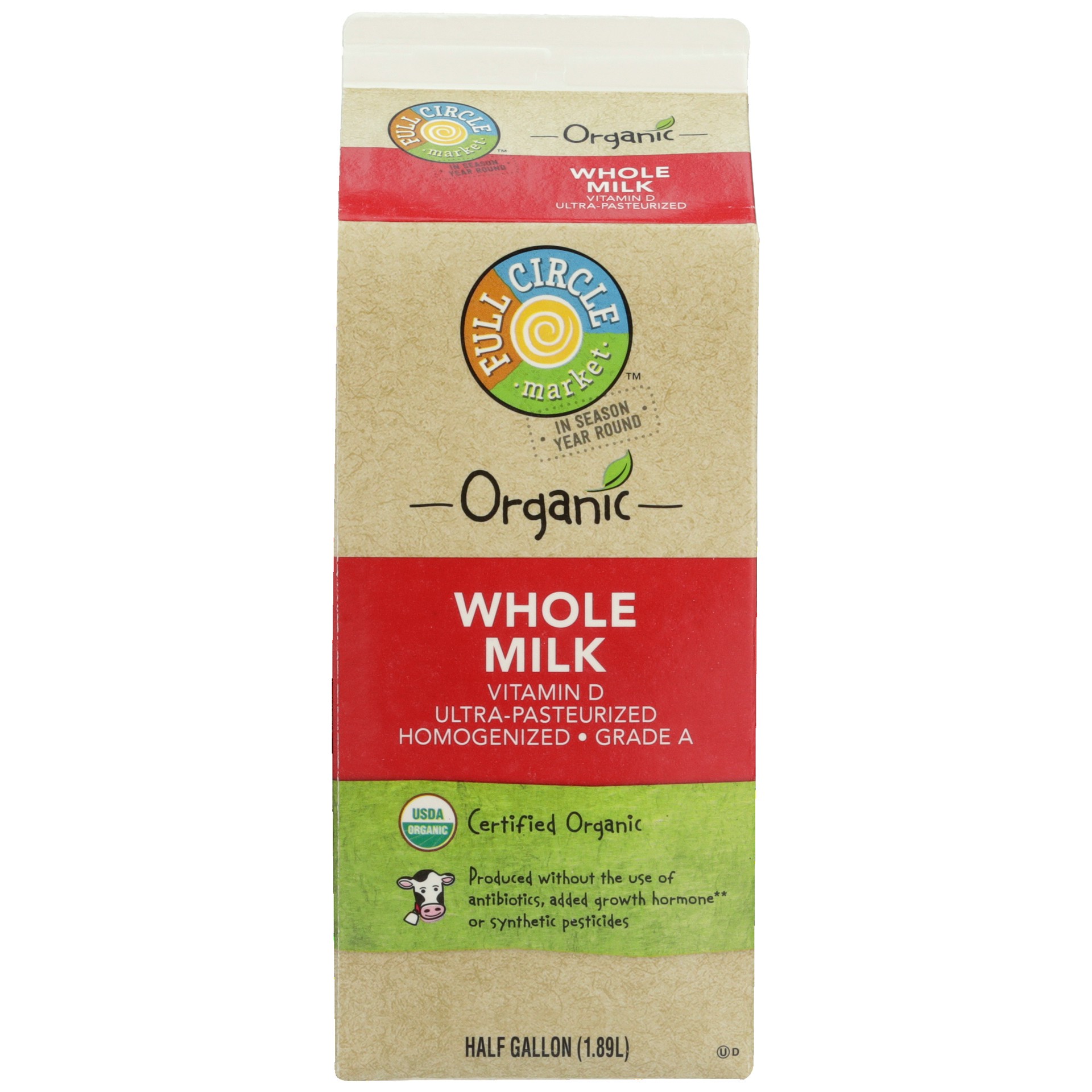 slide 5 of 6, Full Circle Market Organic Whole Milk, 64 fl oz