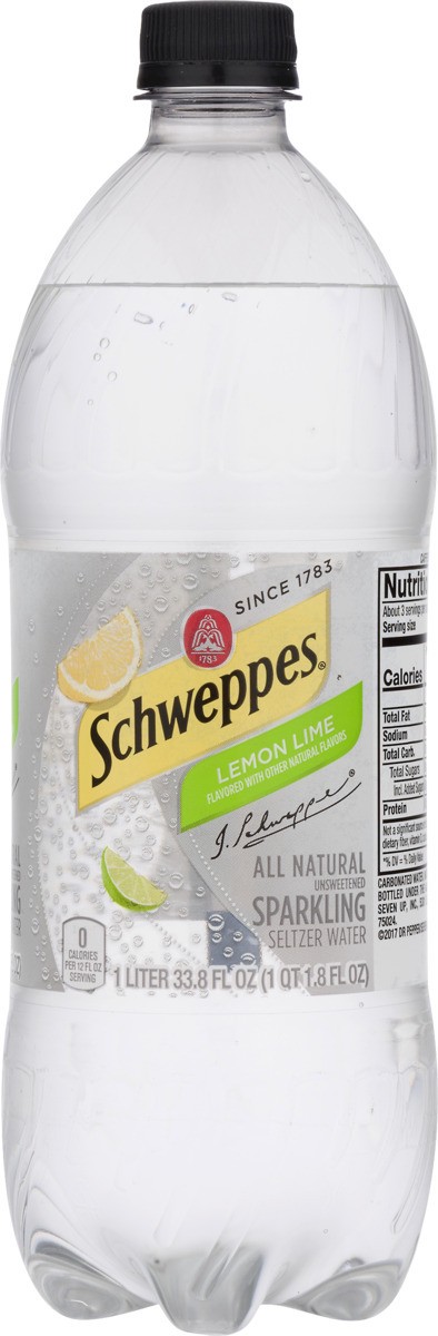 slide 7 of 9, Schweppes Lemon Lime Sparkling Water Beverage- 33.8 fl oz, 1 liter