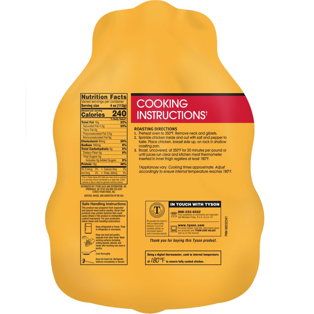 slide 2 of 2, Tyson All Natural Young Whole Chicken Single, per lb