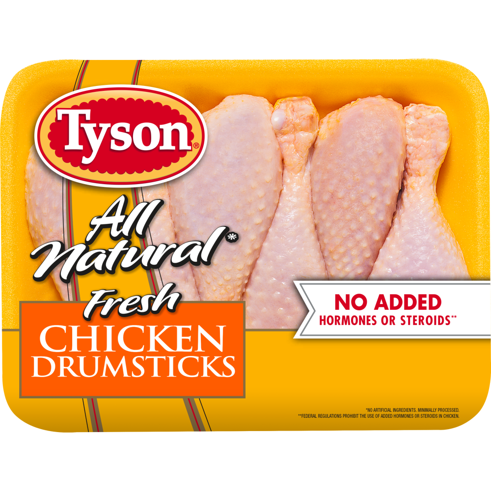 slide 2 of 4, Tyson All Natural Chicken Drumsticks (6 Per Pack), per lb