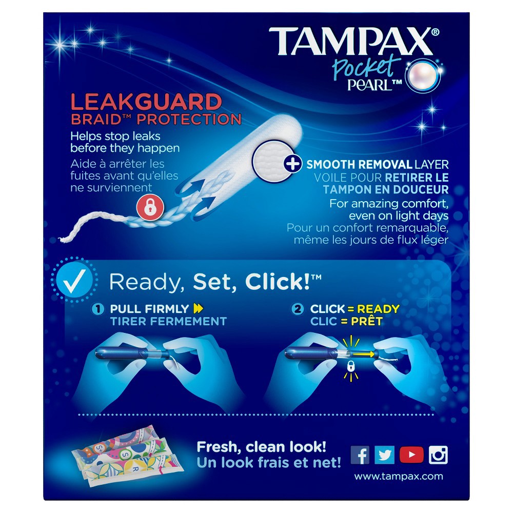slide 3 of 11, Tampax Radiant Tampons, with LeakGuard Braid, Regular Absorbency, Unscented, 28 Count, 28 ct