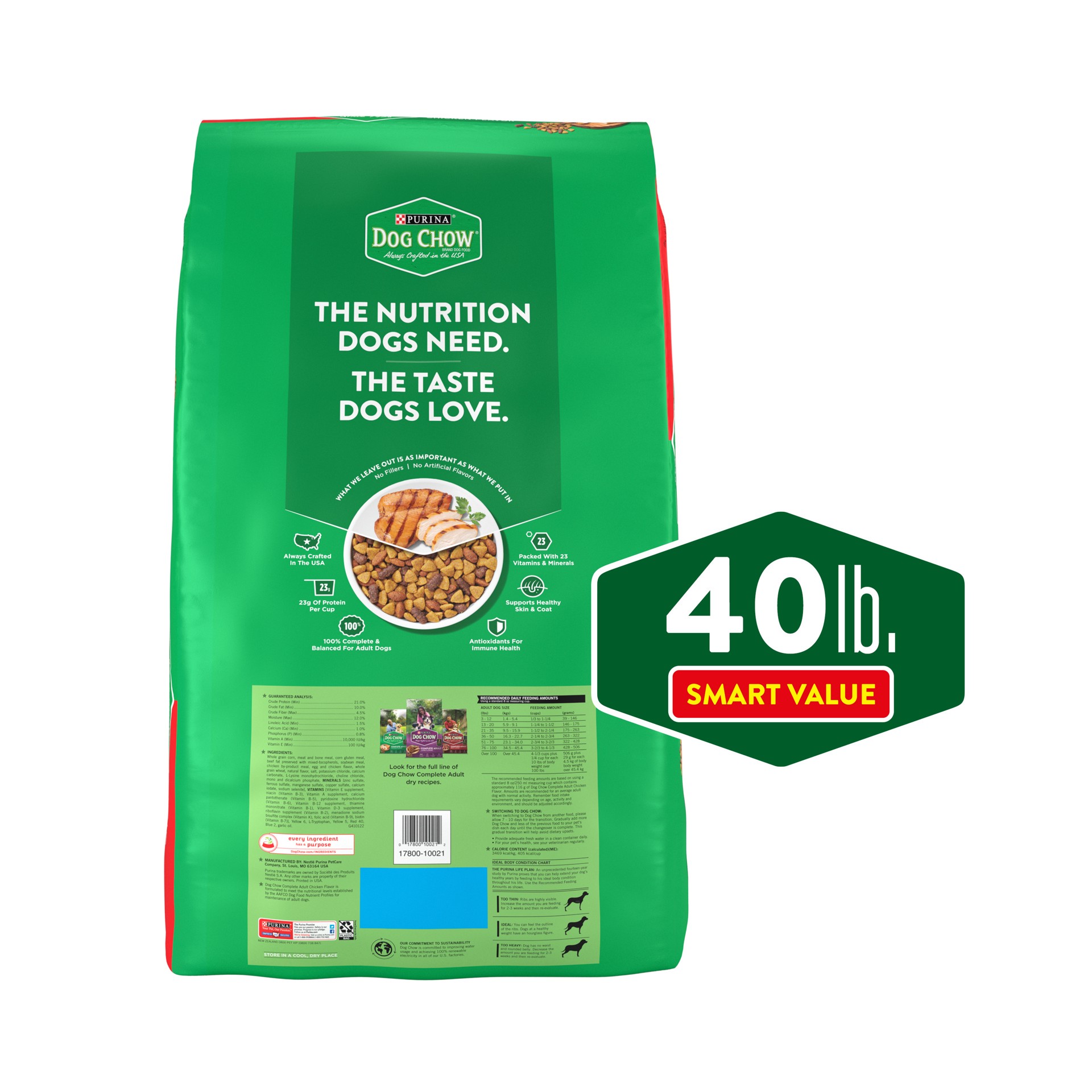 slide 8 of 8, Dog Chow Adult Complete & Balanced Real Chicken Flavor Dry Dog Food - 40lb, 40 lb