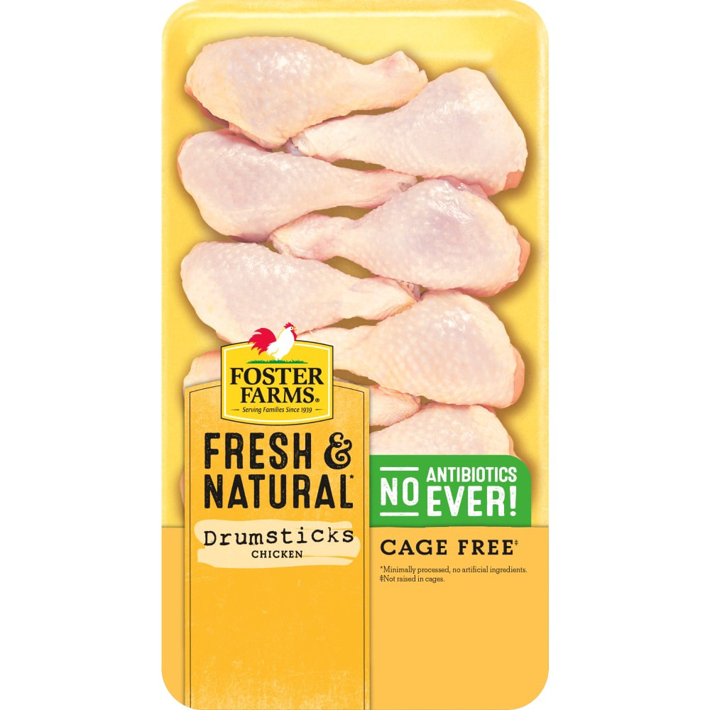 slide 4 of 6, Foster Farms Fresh & Natural Cage Free Chicken Drumsticks, per lb