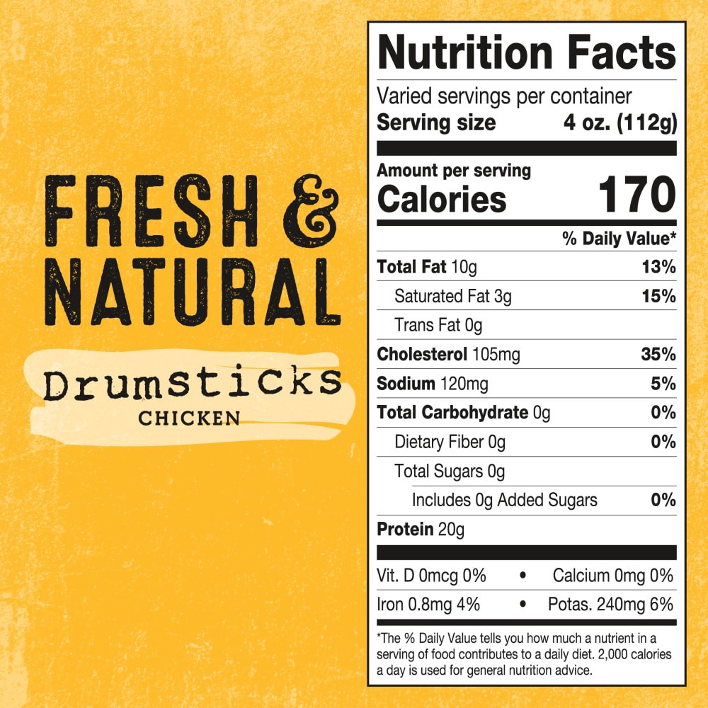 slide 5 of 6, Foster Farms Fresh & Natural Cage Free Chicken Drumsticks, per lb