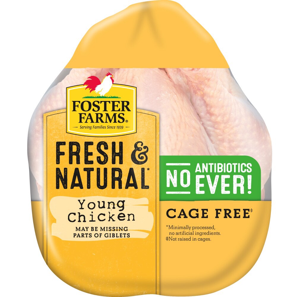 slide 3 of 6, Foster Farms Fresh & Natural Cage Free Whole Chicken, per lb