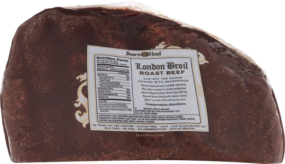 slide 3 of 6, Boar's Head London Broil Top Round Oven Roasted Beef, per lb
