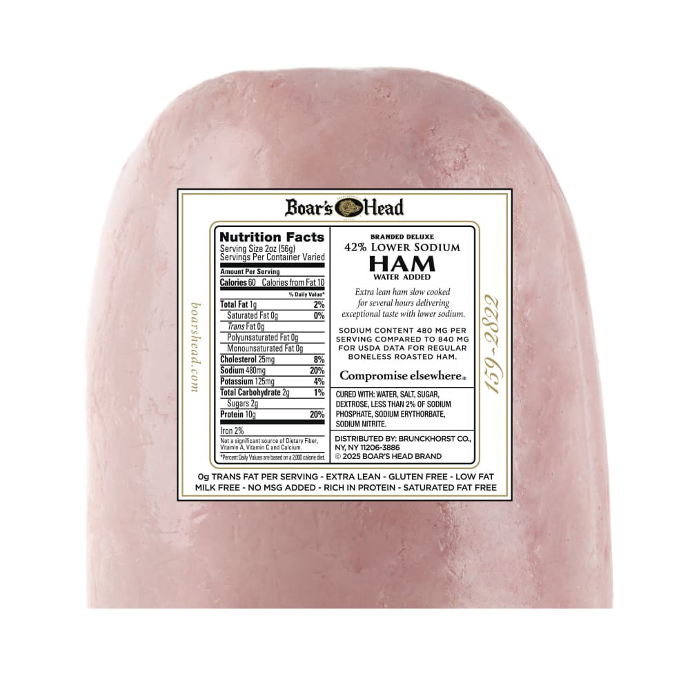 slide 2 of 6, Boar's Head Branded Deluxe Low Sodium Ham, per lb